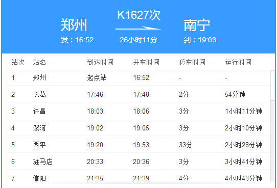 K1627次列車 K1627次列車