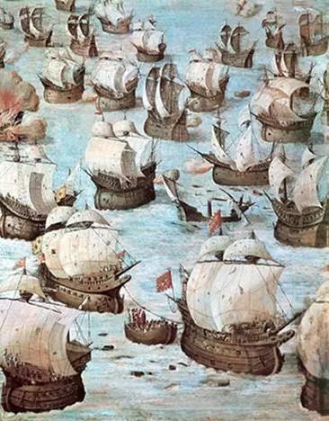混戰中的西班牙艦隊與葡萄牙復國者艦隊