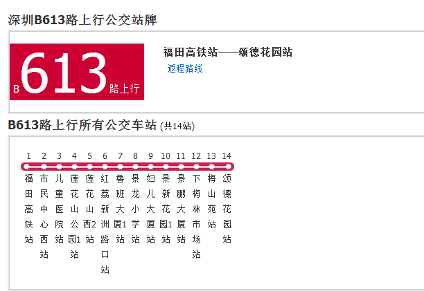 深圳公交B613路 深圳公交B613路
