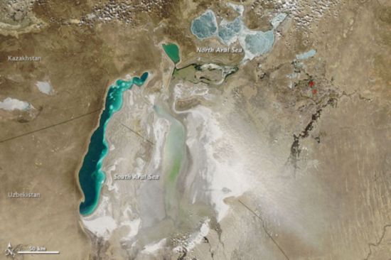 “Aqua”衛星拍攝的鹹海圖片（2010年）