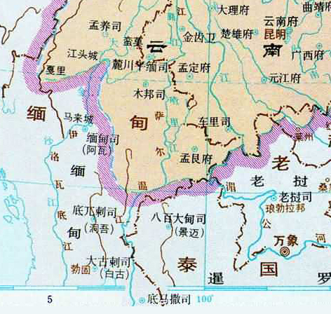 《中國歷史地圖集》中的“底馬撒司”位置