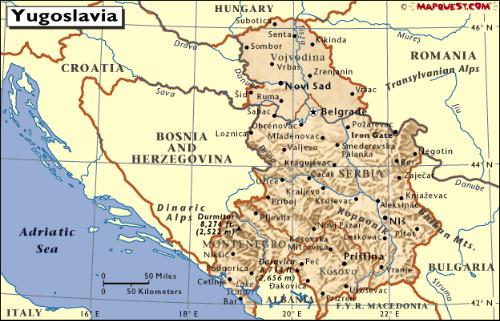 南斯拉夫聯盟共和國地圖