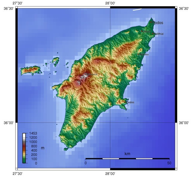 羅德島的地形圖