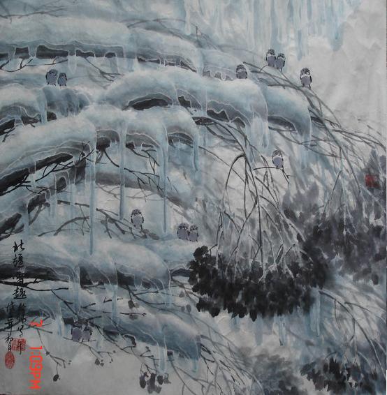 耿山石冰雪畫作品---北疆雪趣