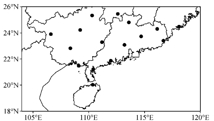 圖1 華南站點分布