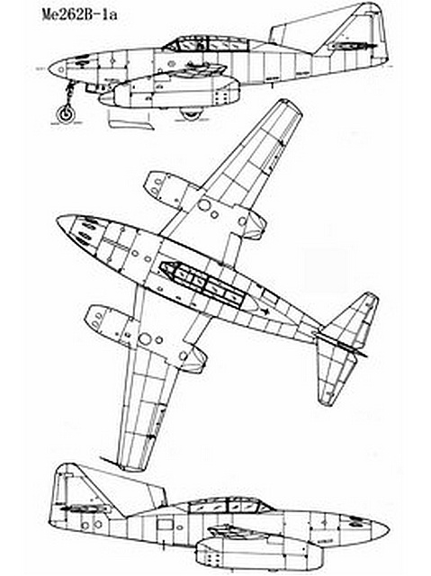 Me 262B-1a 三視圖