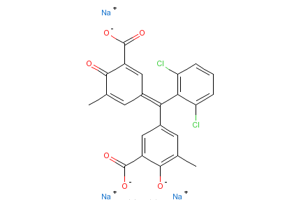 5-[（3-羧基-5-甲基-4-羰基-2,5-環己二烯基-1-亞基）（2,6-二氯苯基）甲基]2-羥基-3-甲基苯甲酸四鈉鹽
