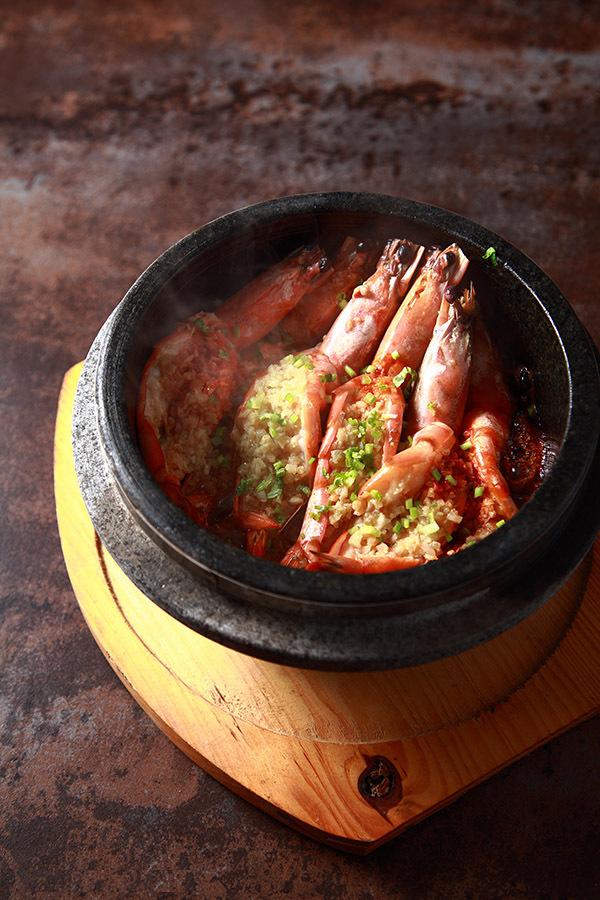 紹酒蒜香石鍋蝦