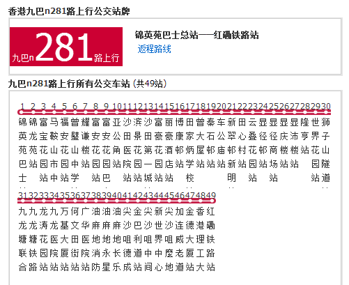 香港公交九巴n281路