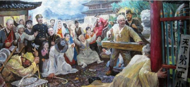 朝鮮畫家崔革新筆下的《喪國之痛》