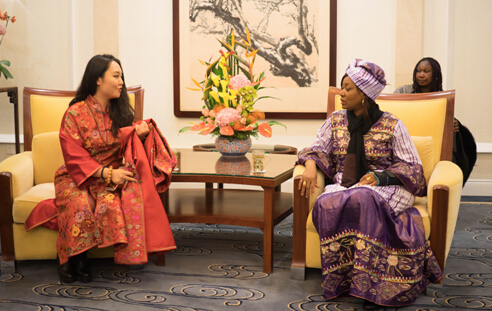 紅顏雅韻品牌創始人 王天（安娜）與幾內亞總統夫人會談