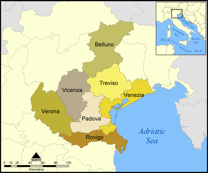 威尼托行政省區圖