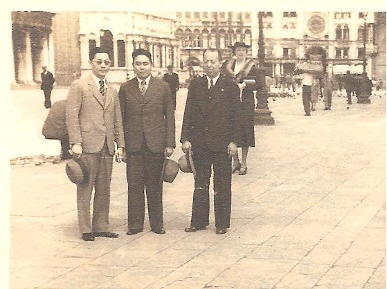 陳寶驊（左一）同朱學范（中）在歐洲