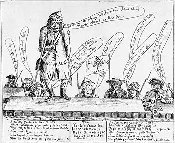 1775年英軍嘲笑“揚基民兵”的漫畫