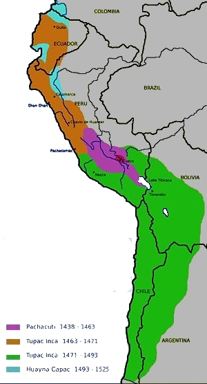 印加帝國領土擴張圖