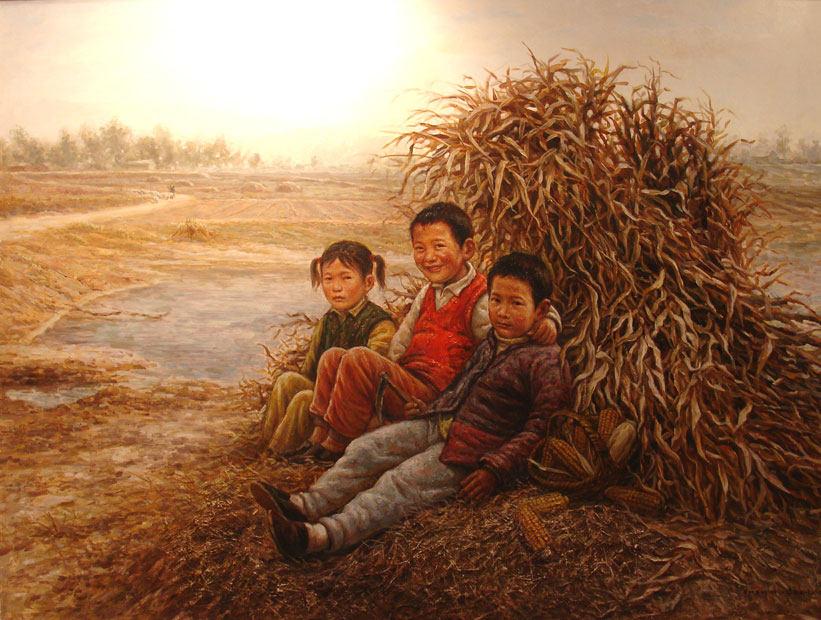 李慶油畫《故鄉的記憶》