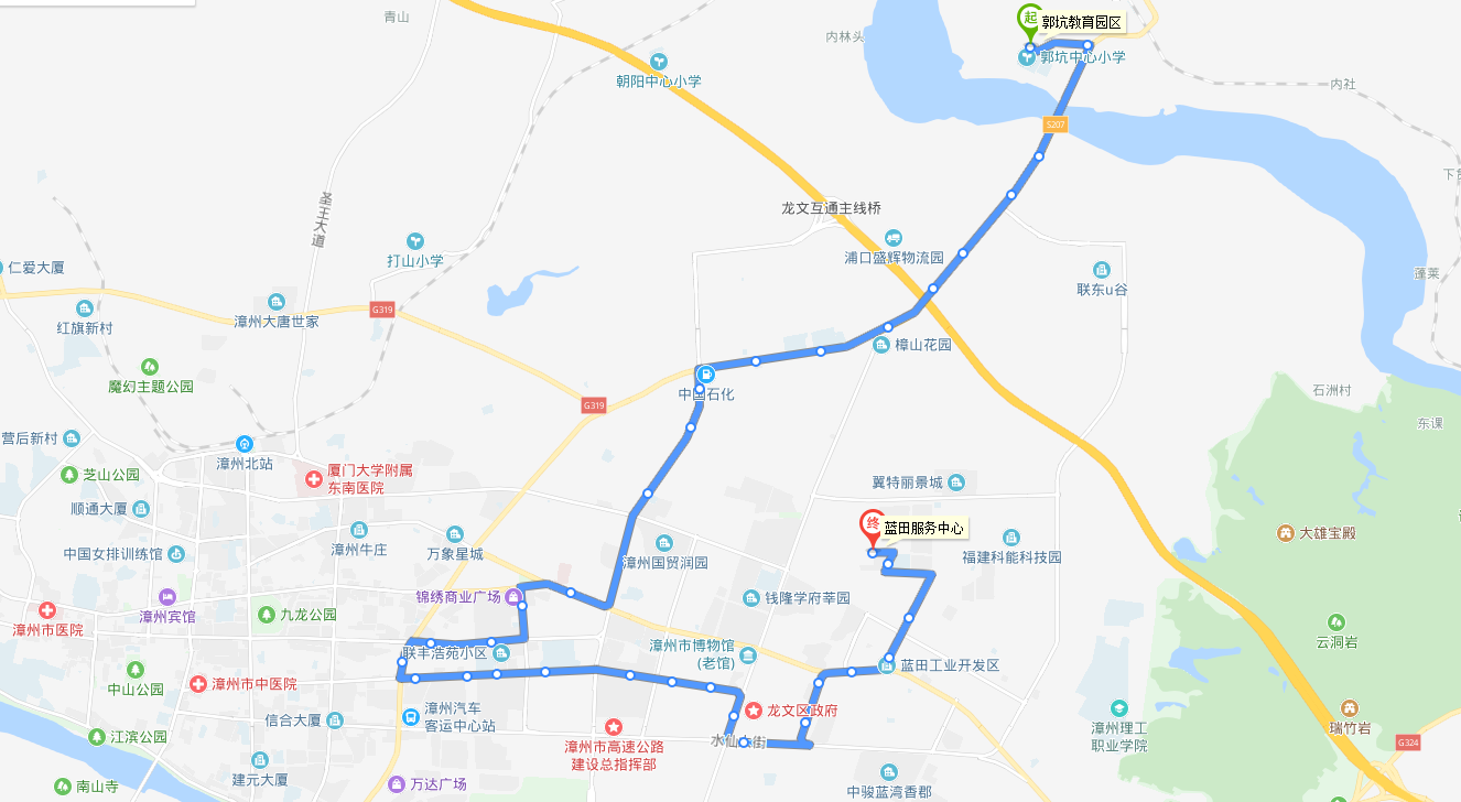 漳州公交B13路上行路線圖