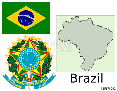 巴西國旗、國徽和地圖