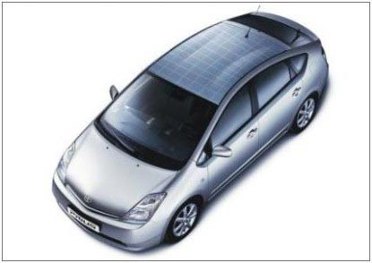 Prius汽車的太陽能電池車頂