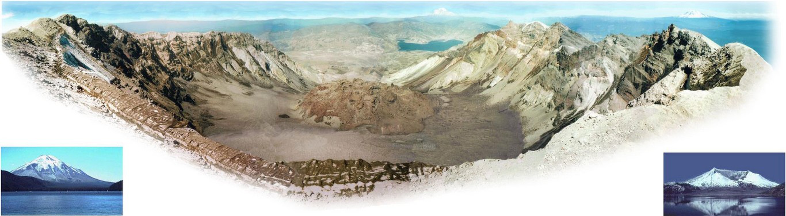 從照片上可以看出聖海倫火山爆發前後的不同