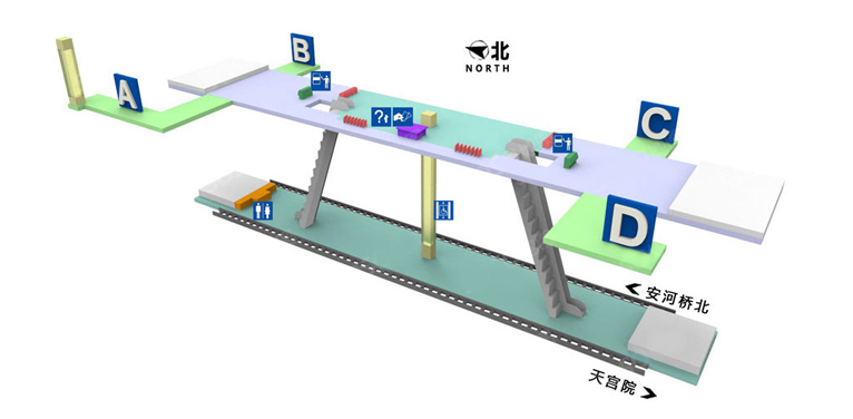黃村火車站站內立體圖
