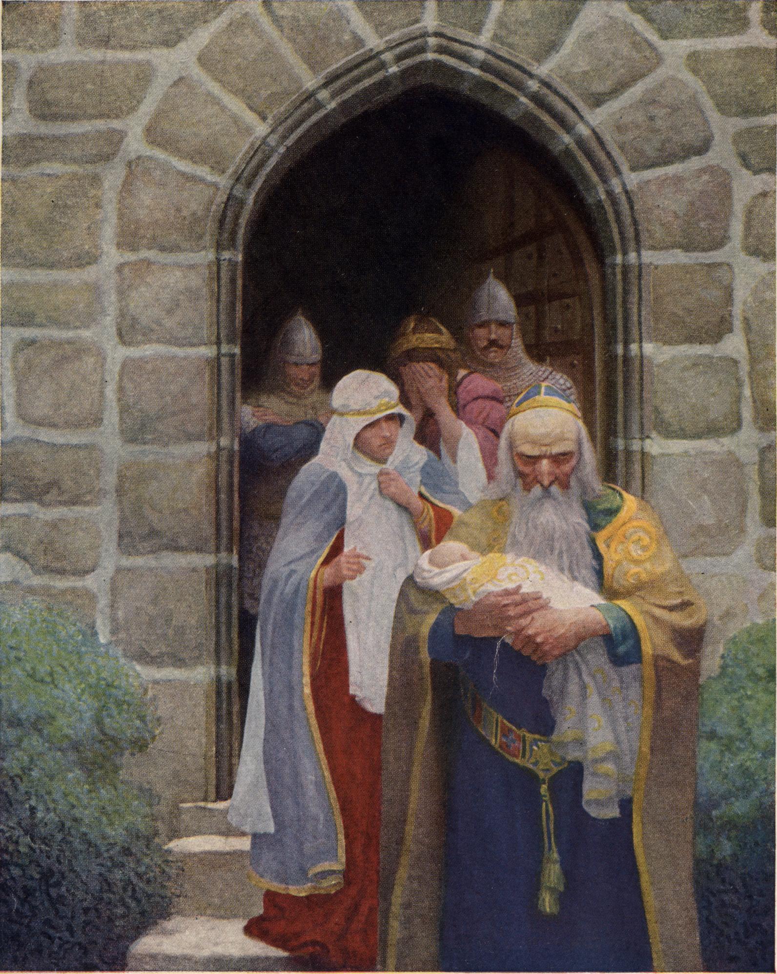 梅林將初出生的亞瑟王帶走並撫養