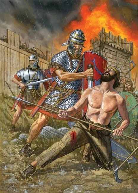 一直因工事阻擋而裹足不前的羅馬士兵