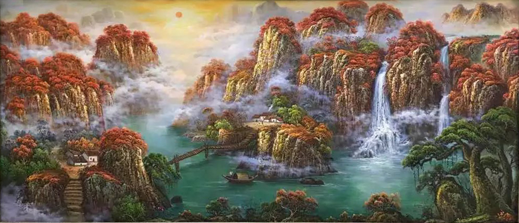 林進興繪畫作品《江邊的枯橋》