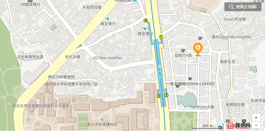 韓國大學路中文地圖位置