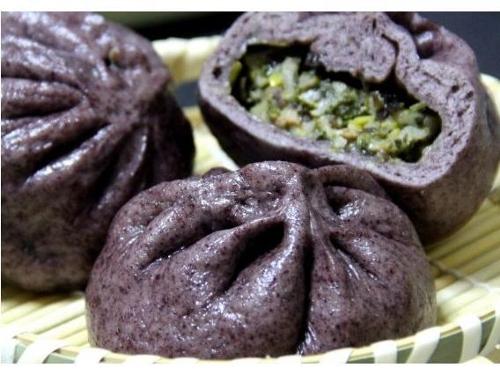 紫米薺菜大包子