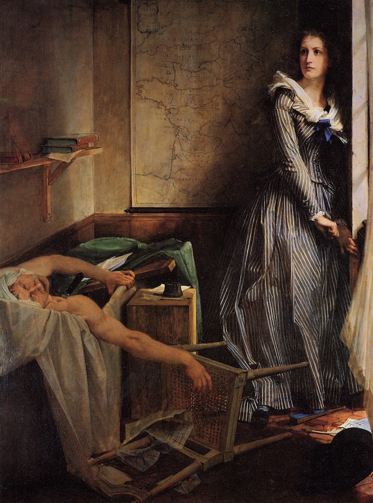 夏綠蒂·科黛刺殺馬拉圖，1860年描繪