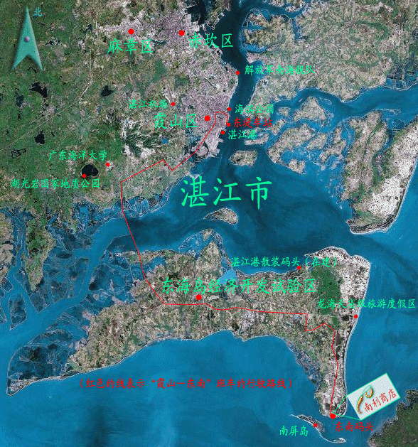 東海島，南三島，硇洲島衛星地圖