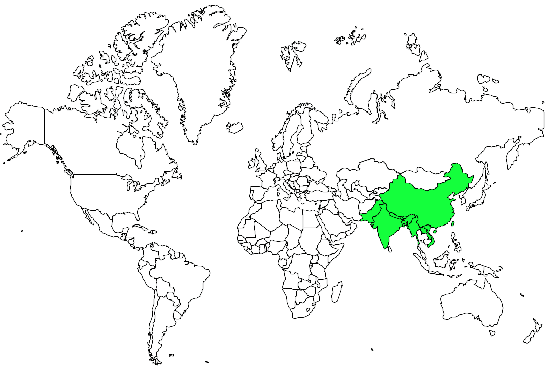 綠背山雀世界分布