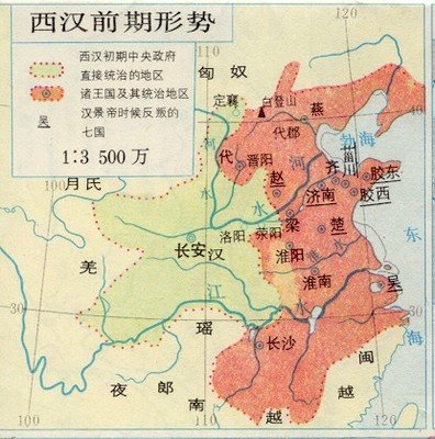 秦末到西漢前期的廣西的部分，圖中左下方