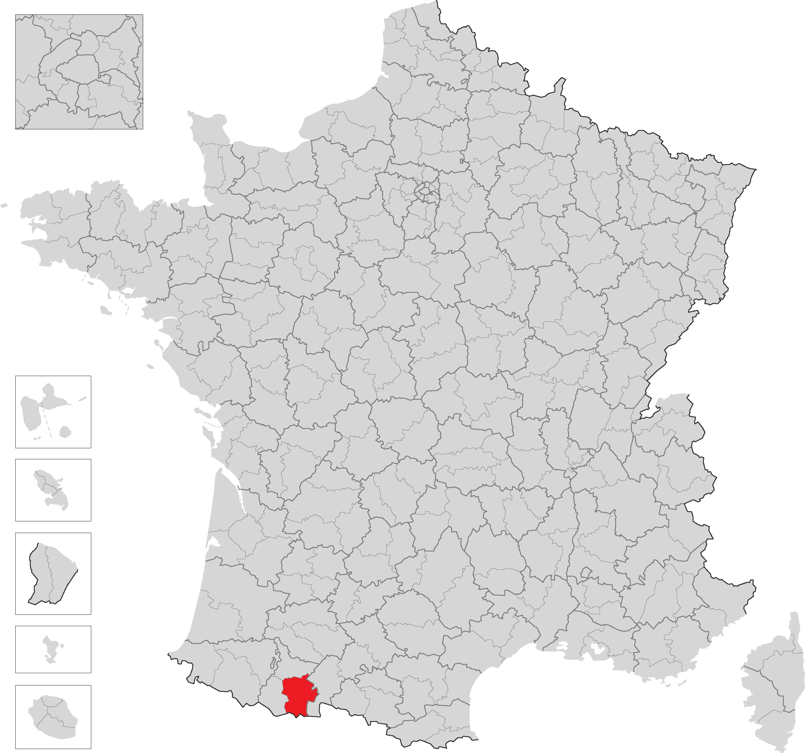 巴涅爾德比戈爾地區在法國的位置