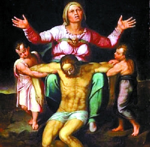米開朗基羅《聖母伶子》木板油畫