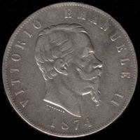 引有維克托·伊曼紐爾照片的5里拉硬幣
