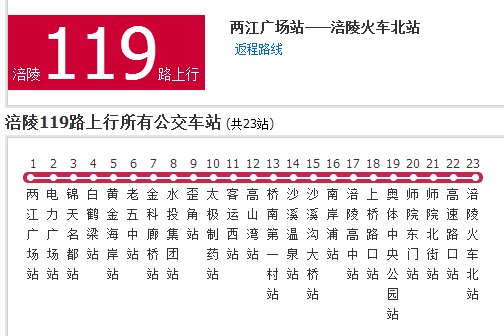 涪陵公交119路 涪陵公交119路