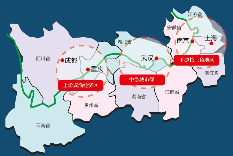 長江中游城市群在長江經濟帶中的位置