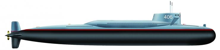 092型戰略核潛艇側視圖
