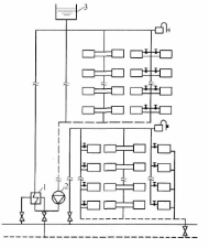 圖1 設熱交換器的分區式熱水供暖系統