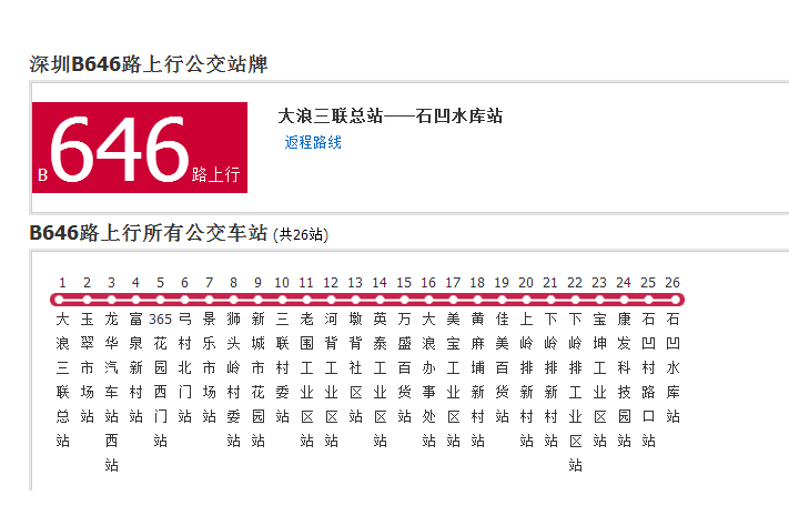 深圳公交B646路 深圳公交B646路