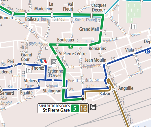 聖皮耶爾德科爾站附近公交線路地圖