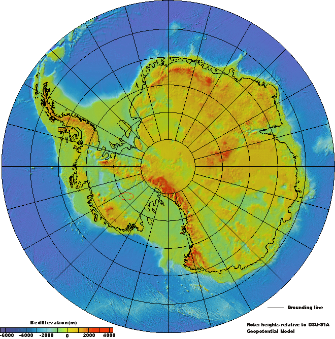 南極冰底高度