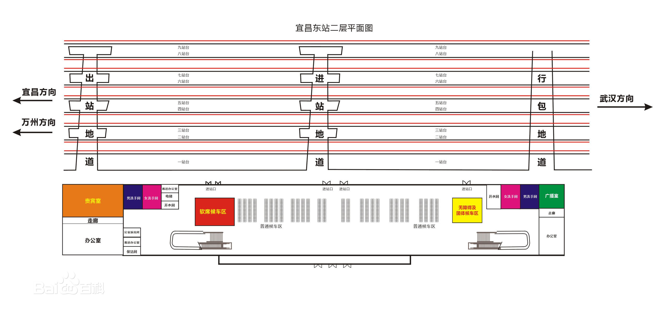 宜昌東站站台軌道層平面圖