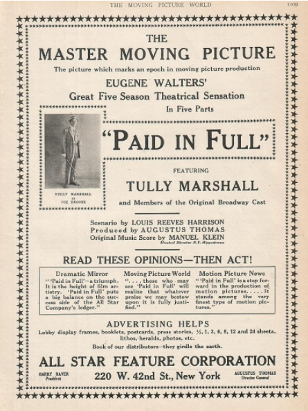 Paid in Full(美國1914年Augustus Thomas執導的電影) Paid in Full(美國1914年Augustus Thomas執導的電影)