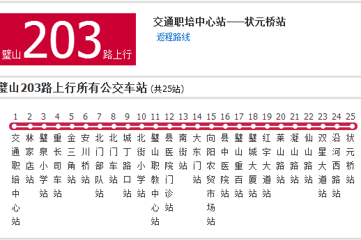 璧山公交203路 璧山公交203路