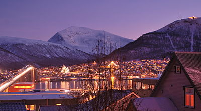 中午時分挪威特羅姆瑟的極夜