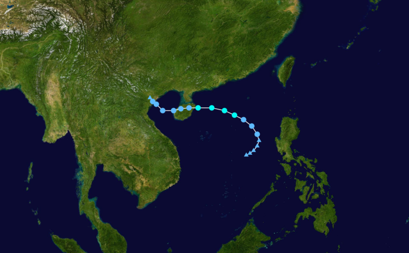 2013年第5號熱帶風暴“貝碧嘉”路徑圖