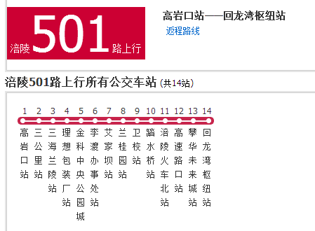 涪陵公交501路 涪陵公交501路